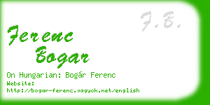 ferenc bogar business card